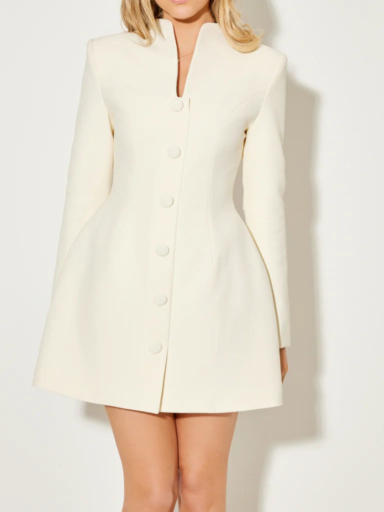 Aurora | Coat Dress with White Pleated Line