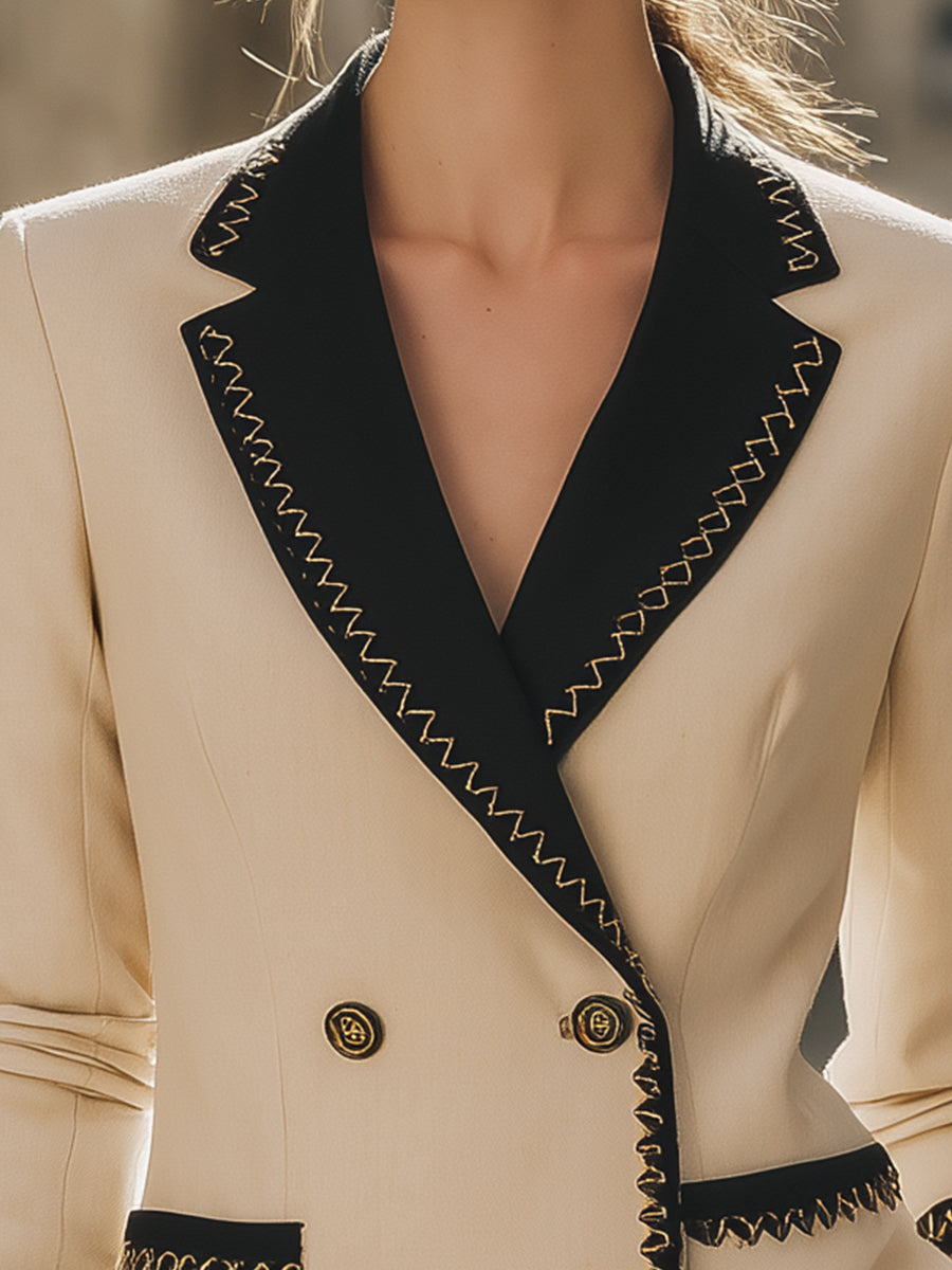 Elena | Blazer with Black Contrast Trim