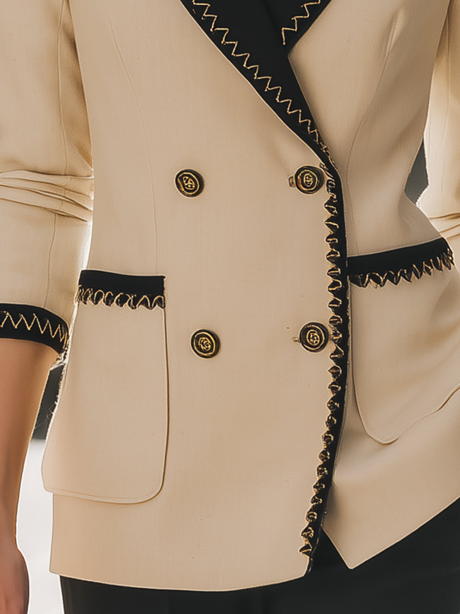 Elena | Blazer with Black Contrast Trim
