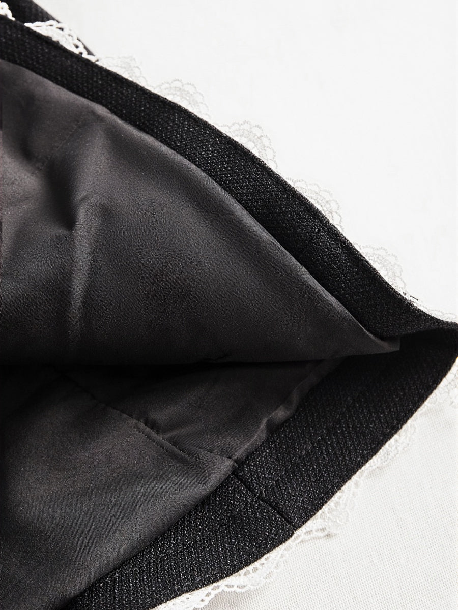 Luna | Pearl Button Blazer Lace Trim