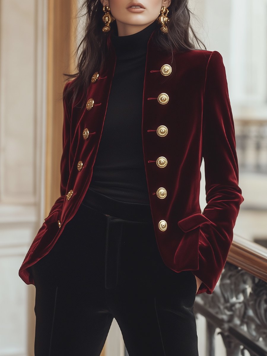 Isabelle | Velvet Jacket Gold Accents
