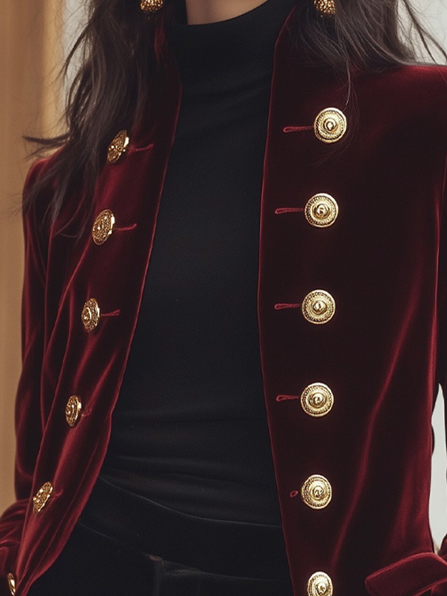 Isabelle | Velvet Jacket Gold Accents