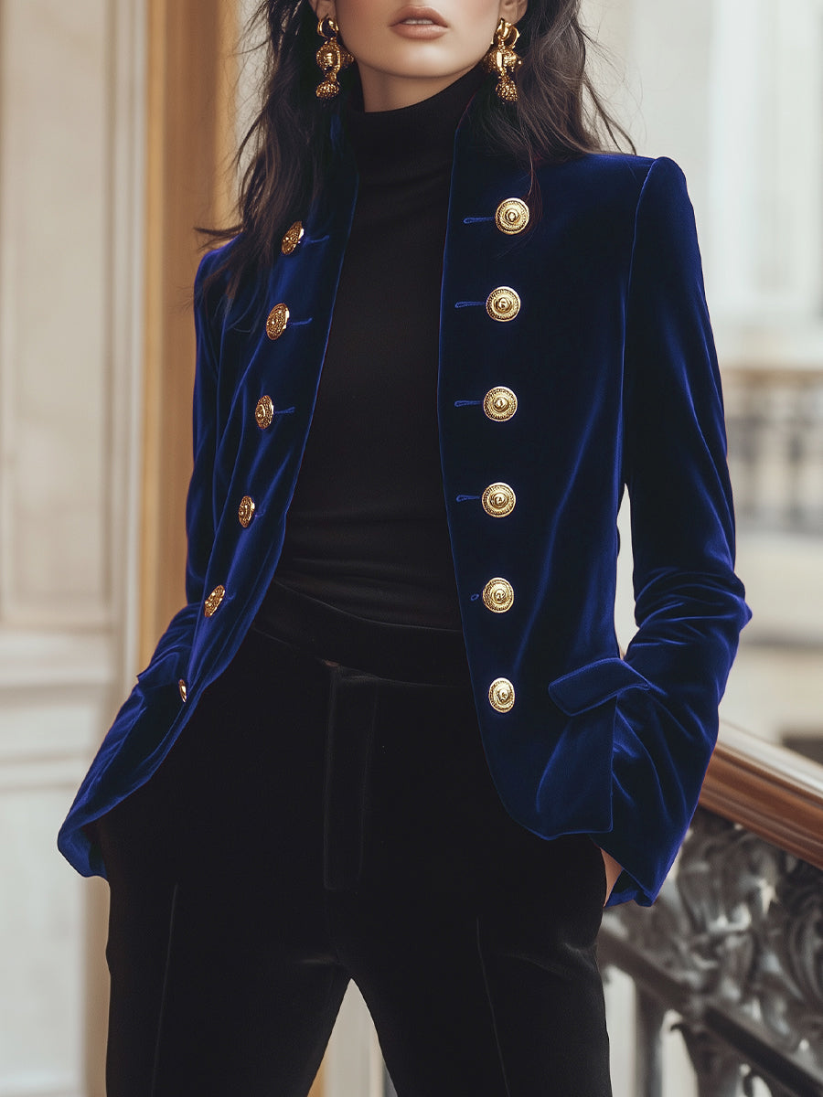Isabelle | Velvet Jacket Gold Accents