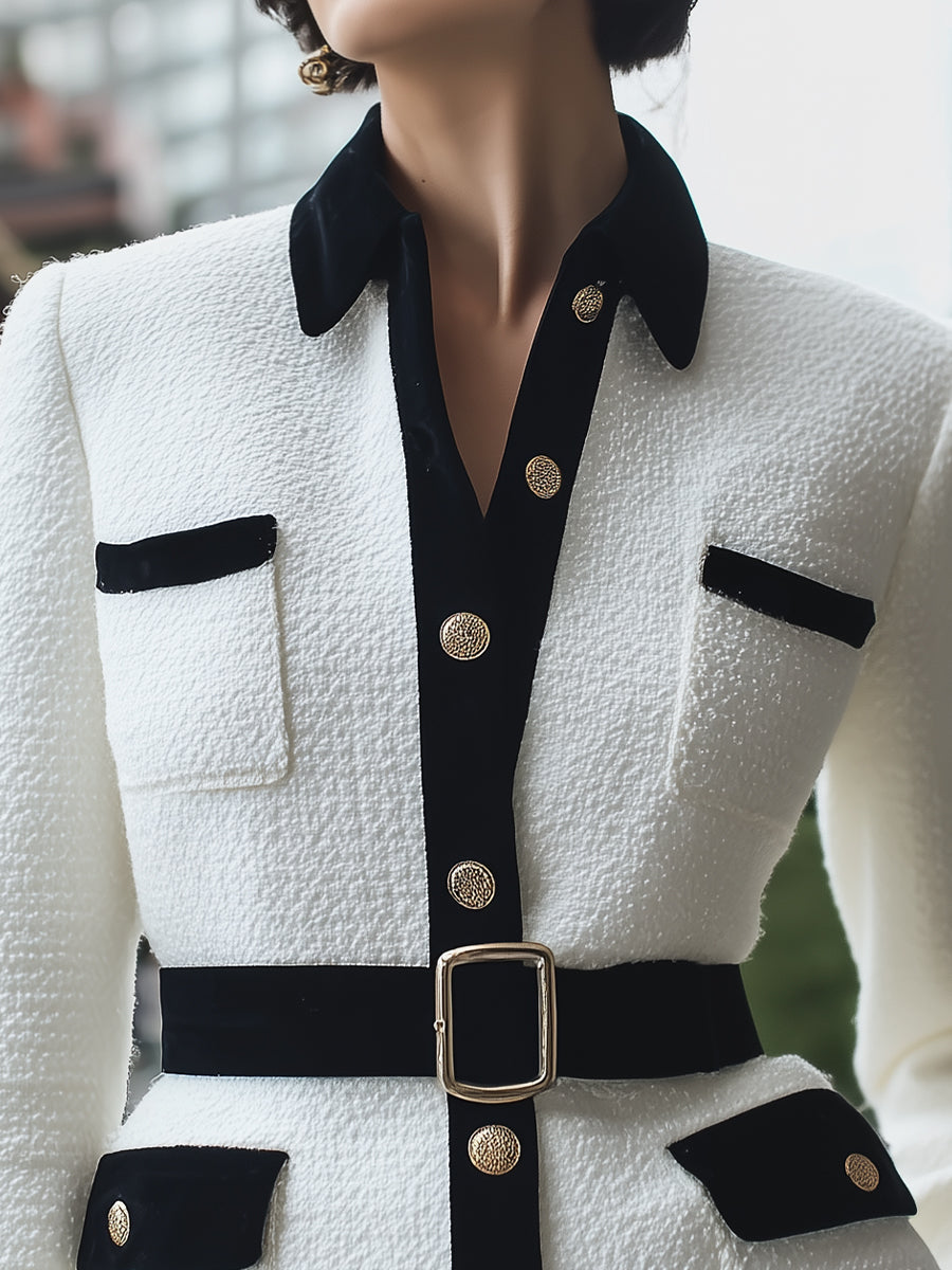 Elena | Trimmed White Tweed Jacket