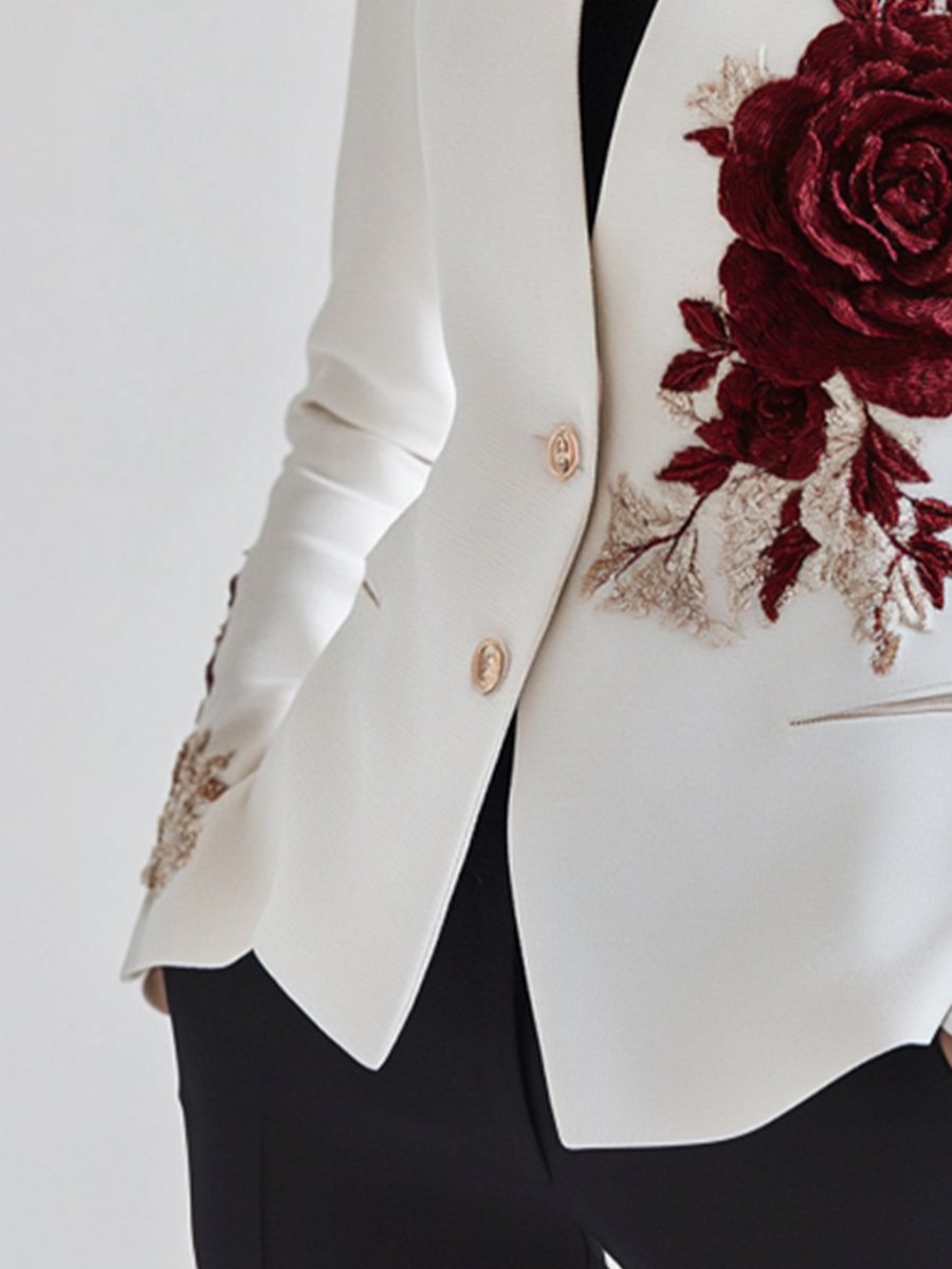 Isabelle | Embroidered White Blazer