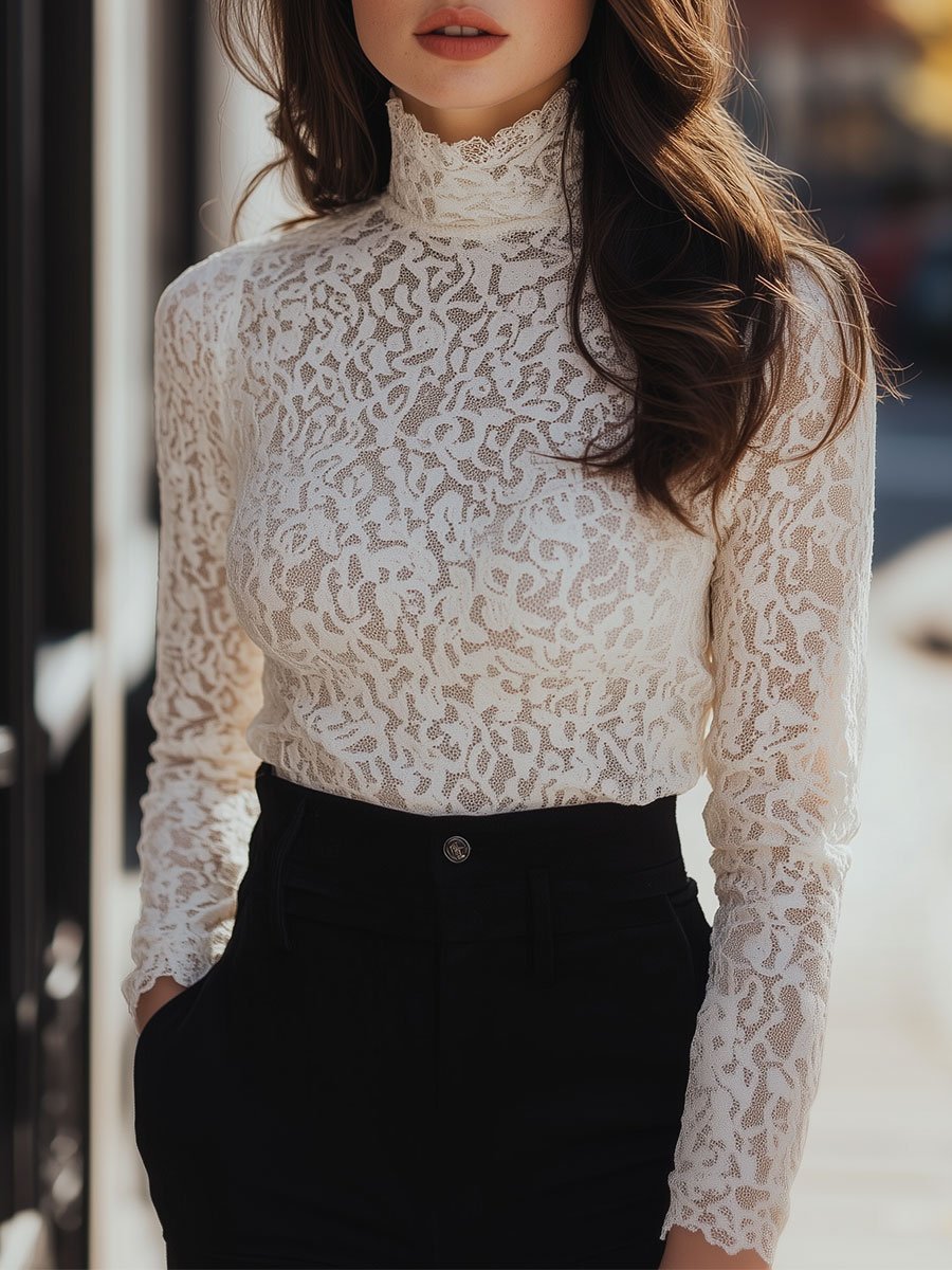 Isabelle | Floral Lace High Neck Blouse