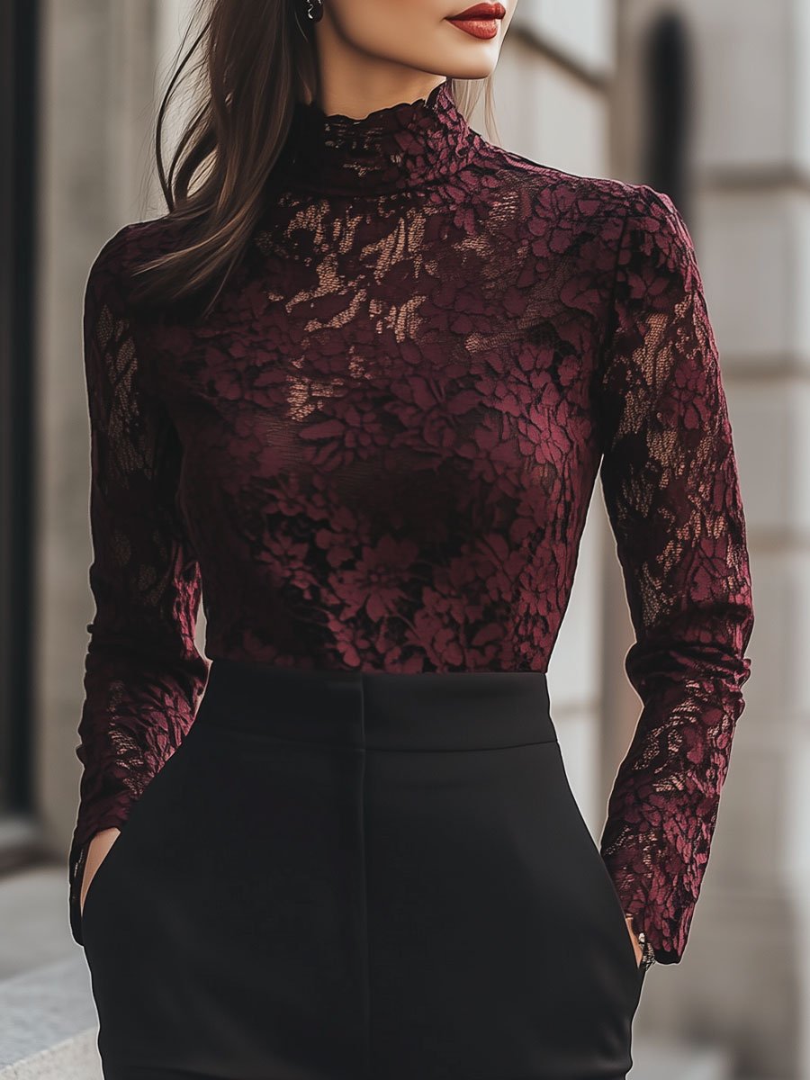 Isabelle | Floral Lace High Neck Blouse
