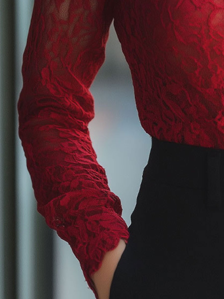 Isabelle | Floral Lace High Neck Blouse