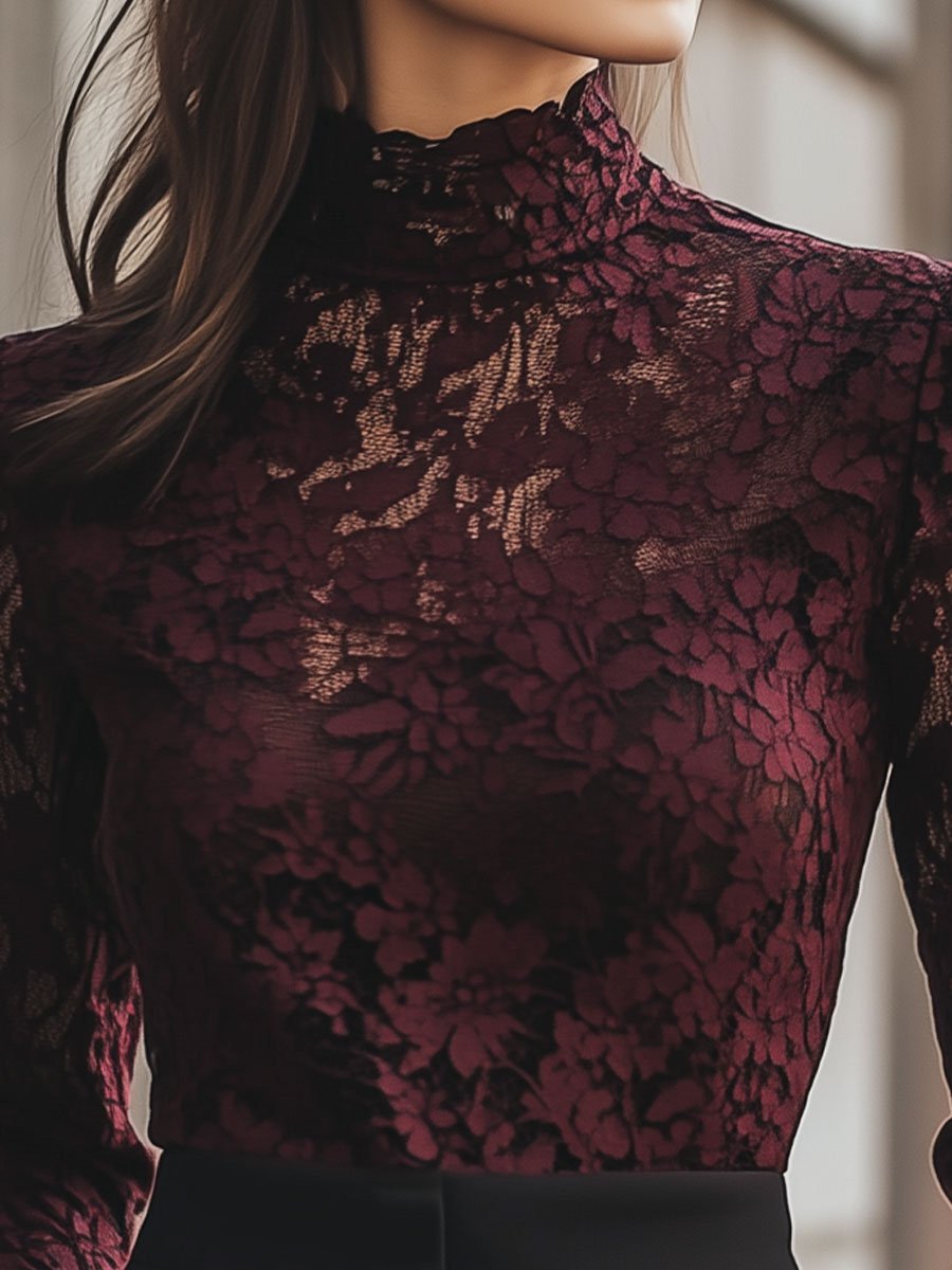 Isabelle | Floral Lace High Neck Blouse