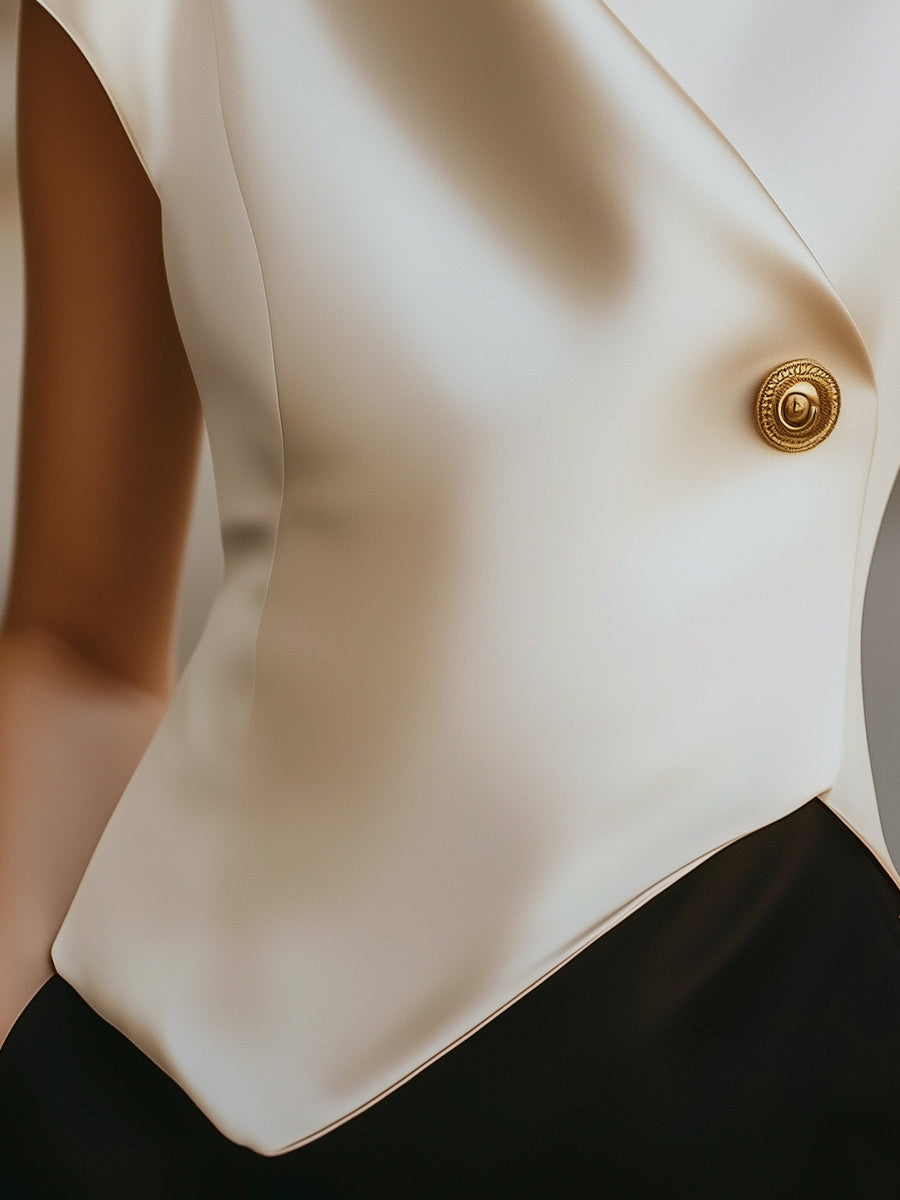 Isabelle | Cap Sleeve Satin Wrap Blouse