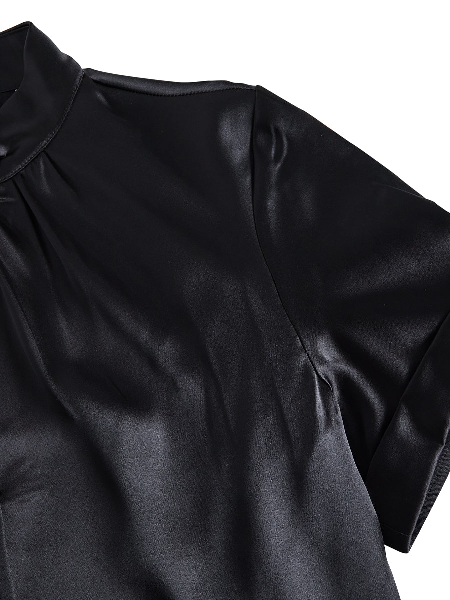 Isabelle | White Satin Keyhole Blouse