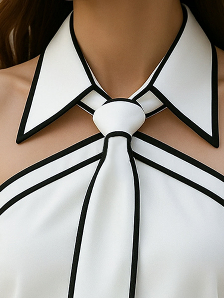 Lily | Halter Blouse Contrast Trim