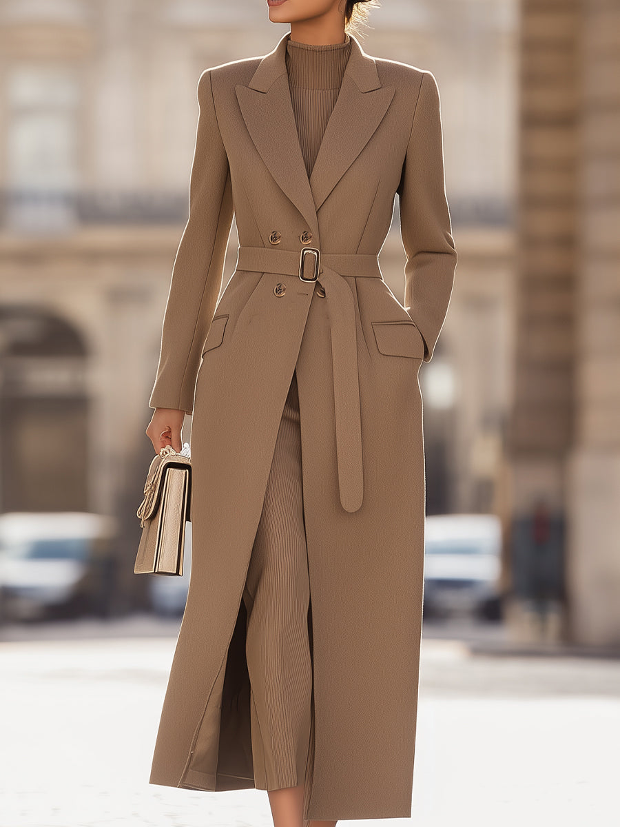 Isabelle | Belted Long Camel Wrap Coat