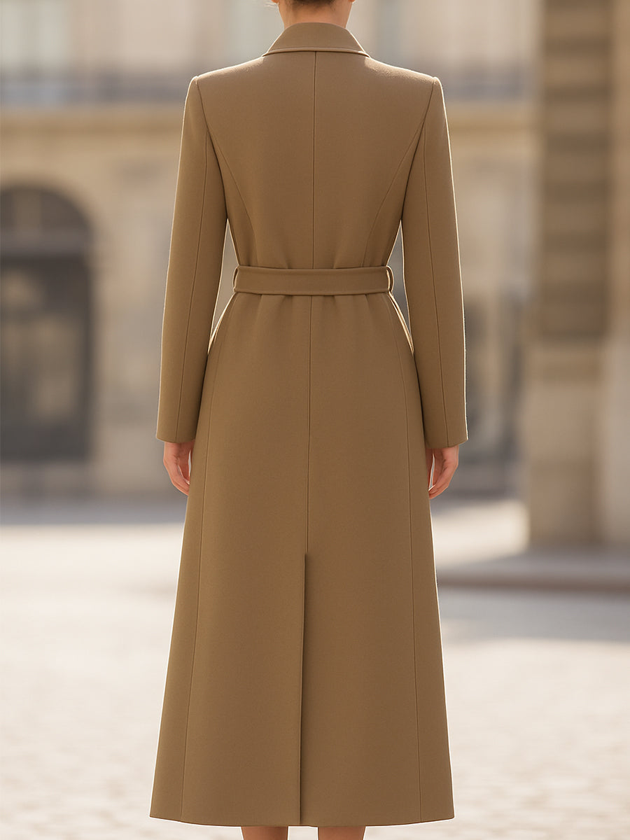 Isabelle | Belted Long Camel Wrap Coat