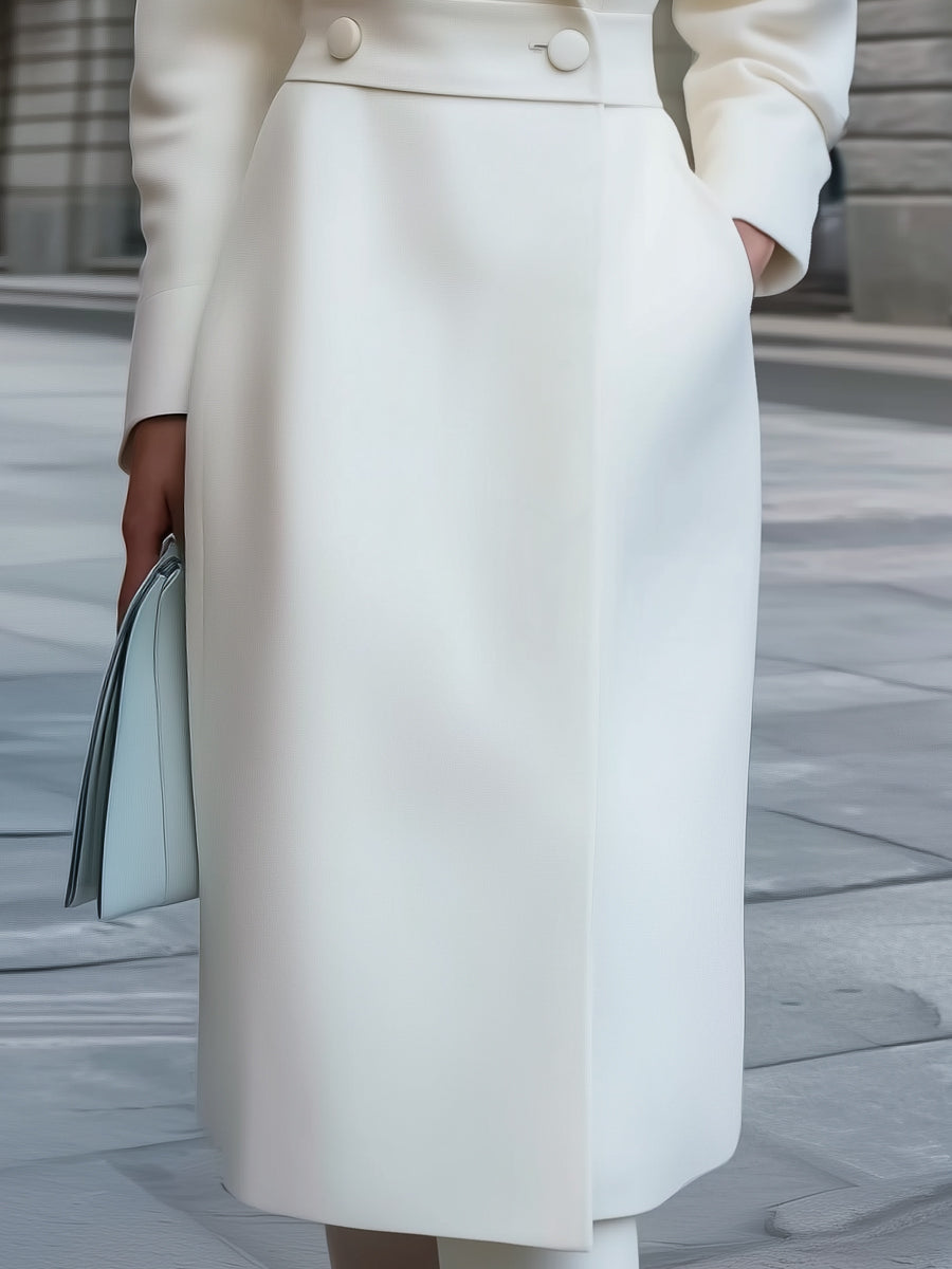 Chic | Double-Breasted Wool-Blend Coat Dress