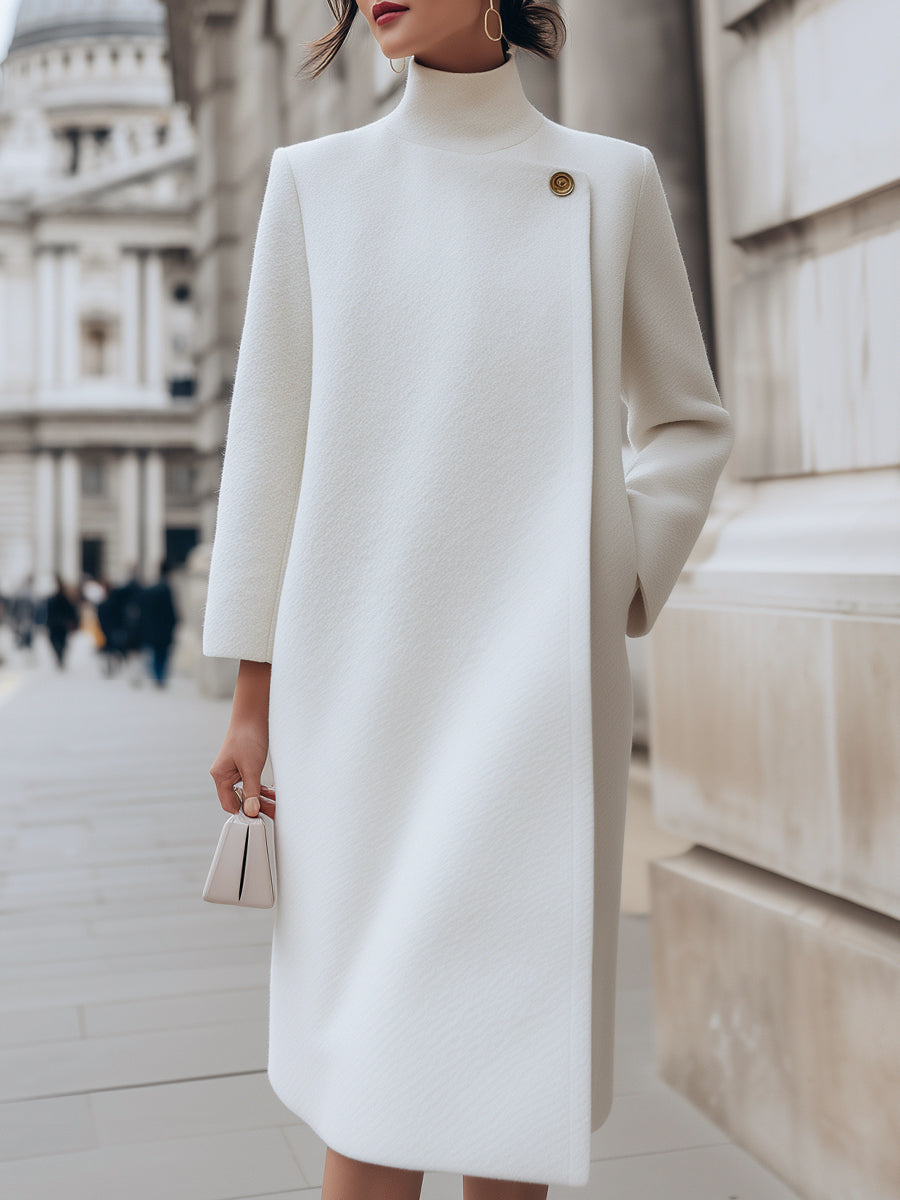 Elena | Wool-Blend Coat with Button Detail