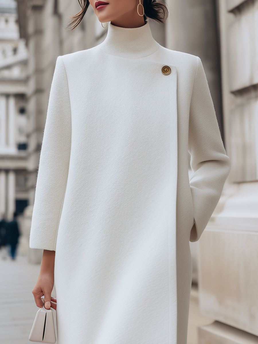 Elena | Wool-Blend Coat with Button Detail