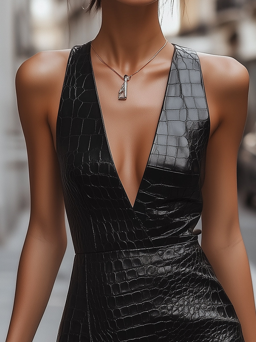 Valentina | Croc-Embossed Mini Dress