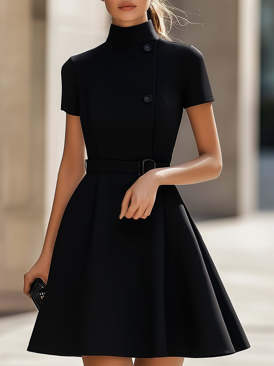 Isabelle | High Neck Belted Dress