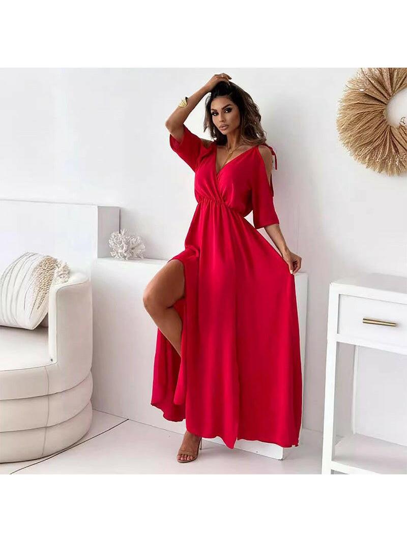 Billie - Trendy Slit Skirt V-Neck Maxi Dress