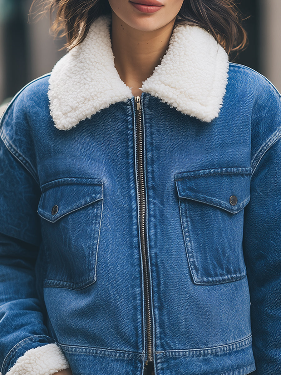 Elena | Sherpa-Lined Denim Jacket