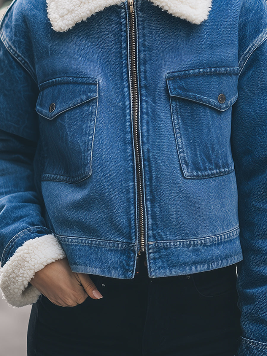 Elena | Sherpa-Lined Denim Jacket