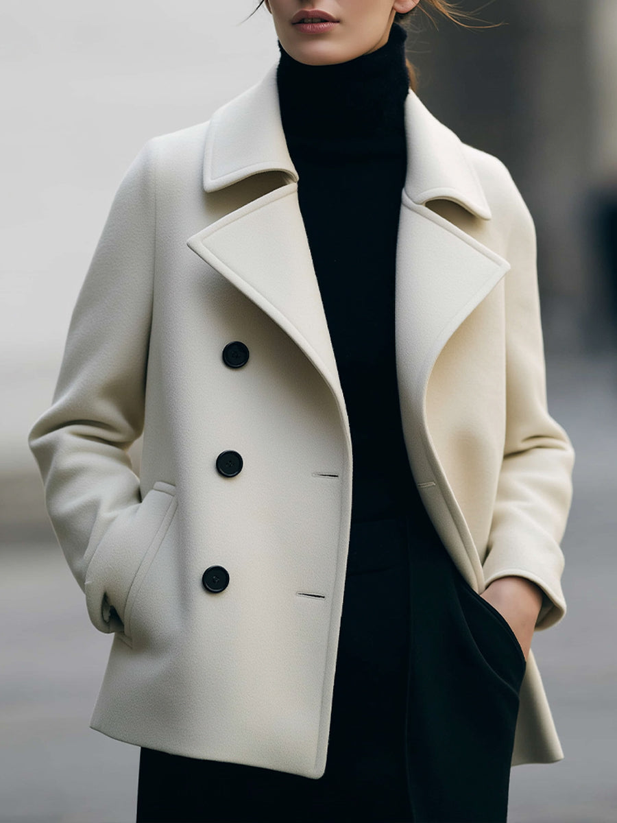 Ivory | Short Double-Breasted Coat
