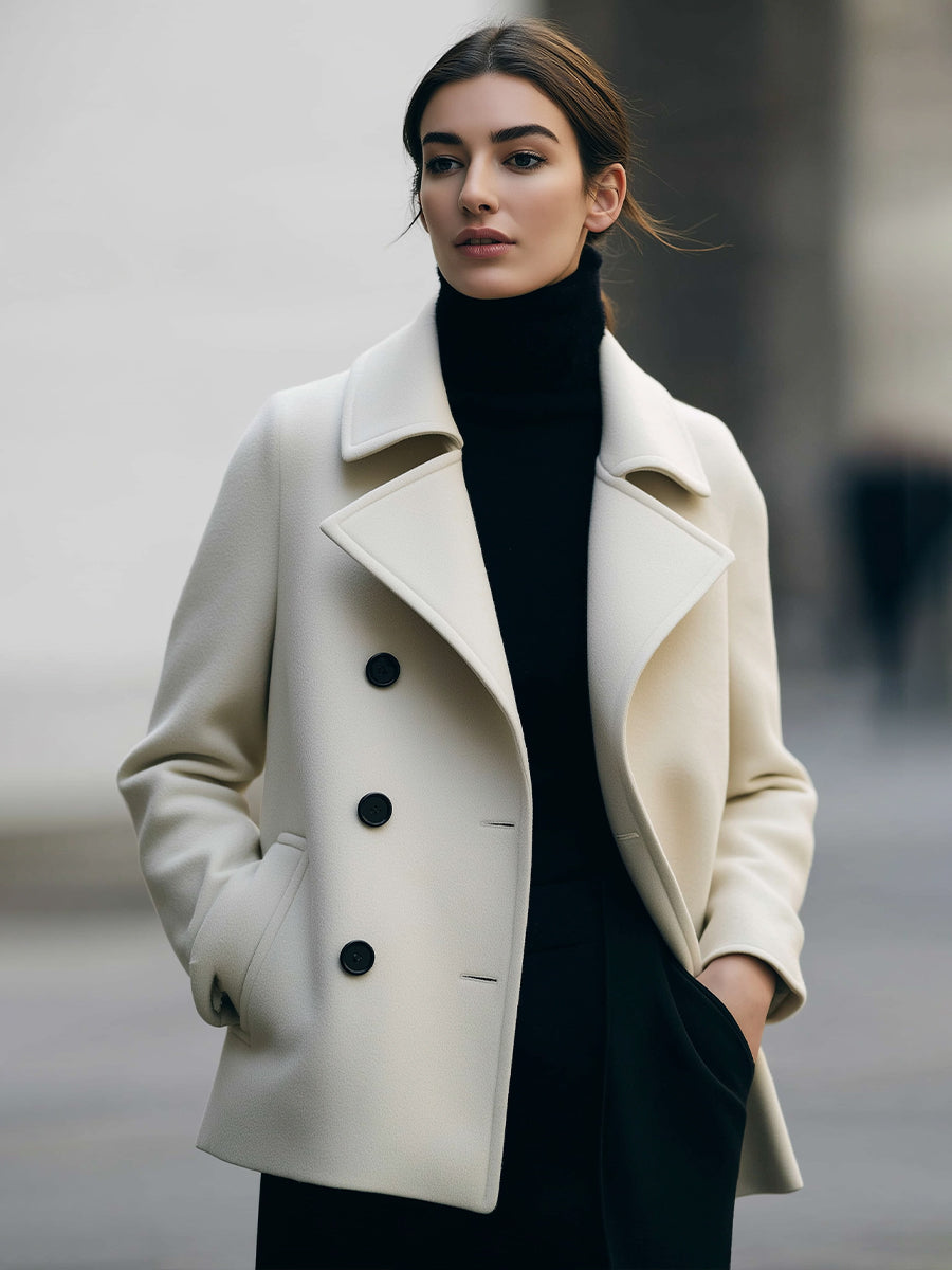 Ivory | Short Double-Breasted Coat