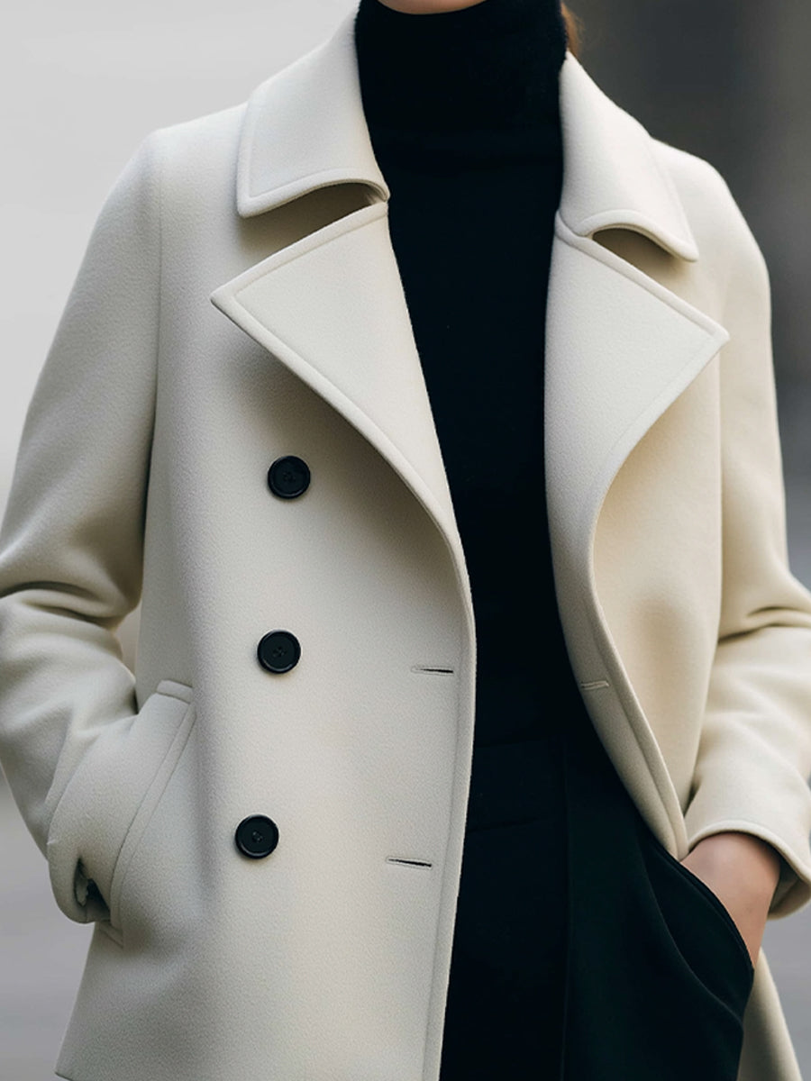 Ivory | Short Double-Breasted Coat