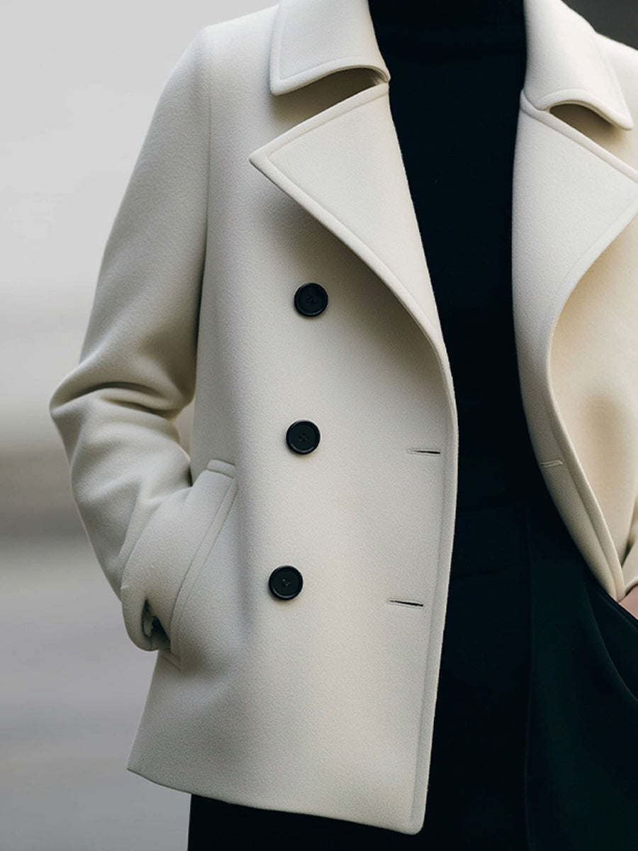 Ivory | Short Double-Breasted Coat