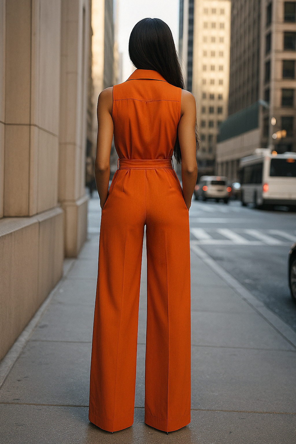 Lucienne | Sleeveless Orange Jumpsuit