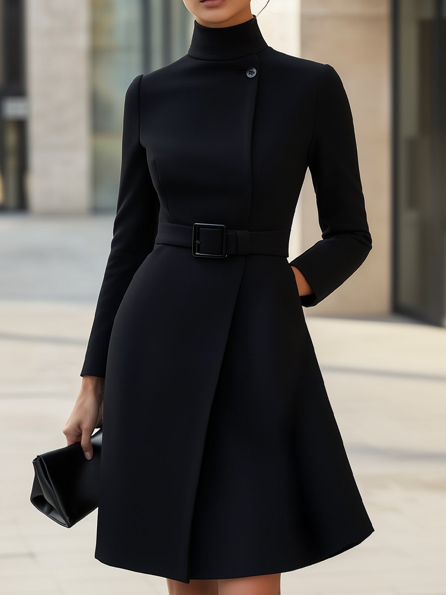 Nina | Asymmetric Belted A-Line Dress