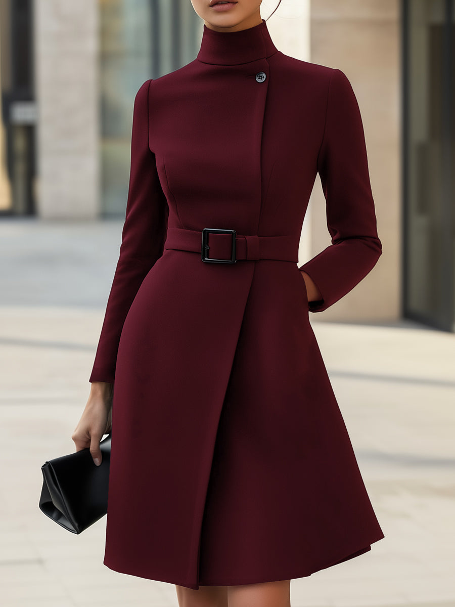 Nina | Asymmetric Belted A-Line Dress