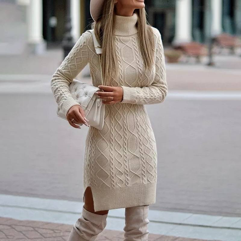 Lyra | Mini Dress Turtleneck Cable Knit