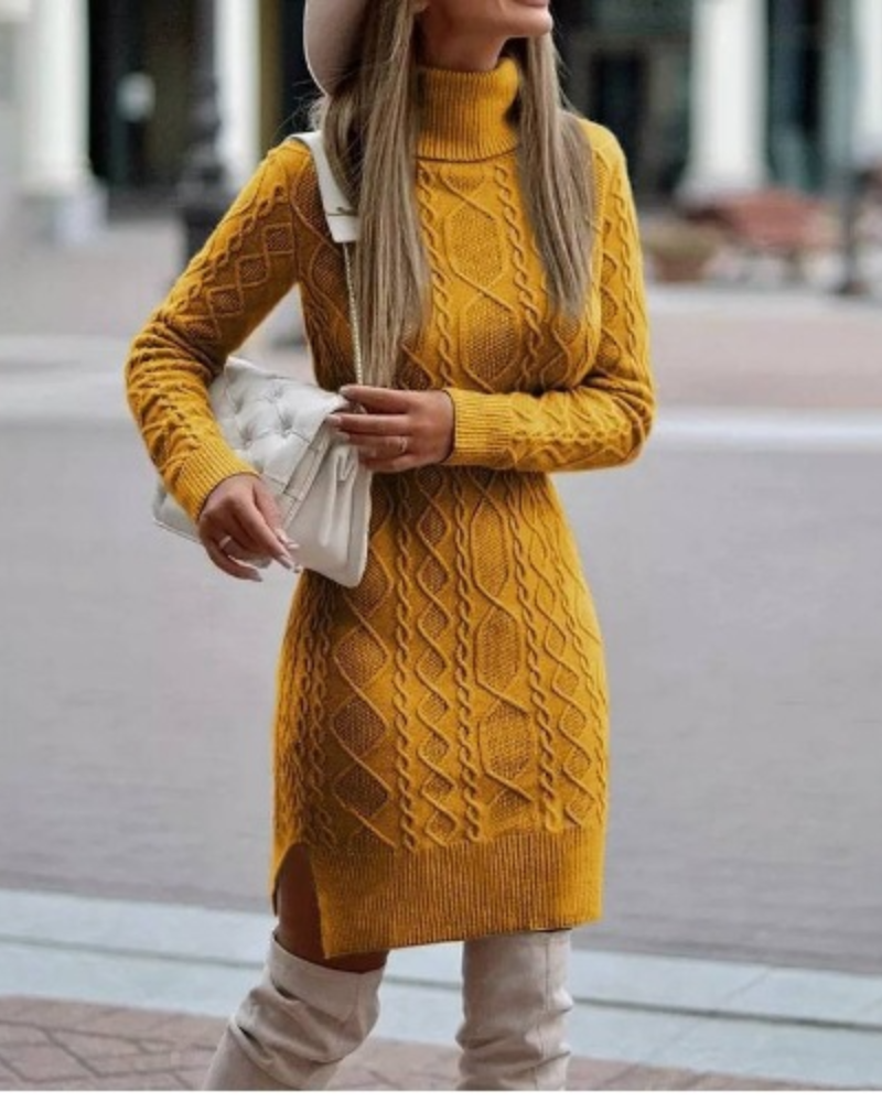 Lyra | Mini Dress Turtleneck Cable Knit