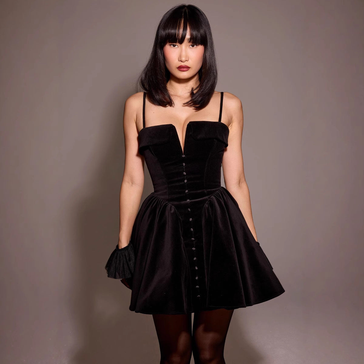 Elara | Velvet A-Line Mini Dress