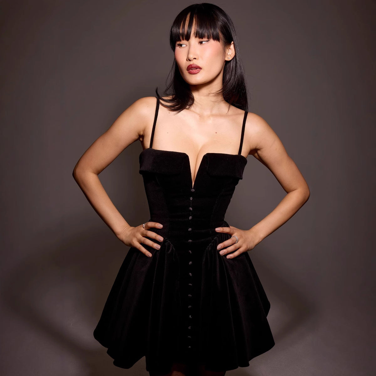 Elara | Velvet A-Line Mini Dress