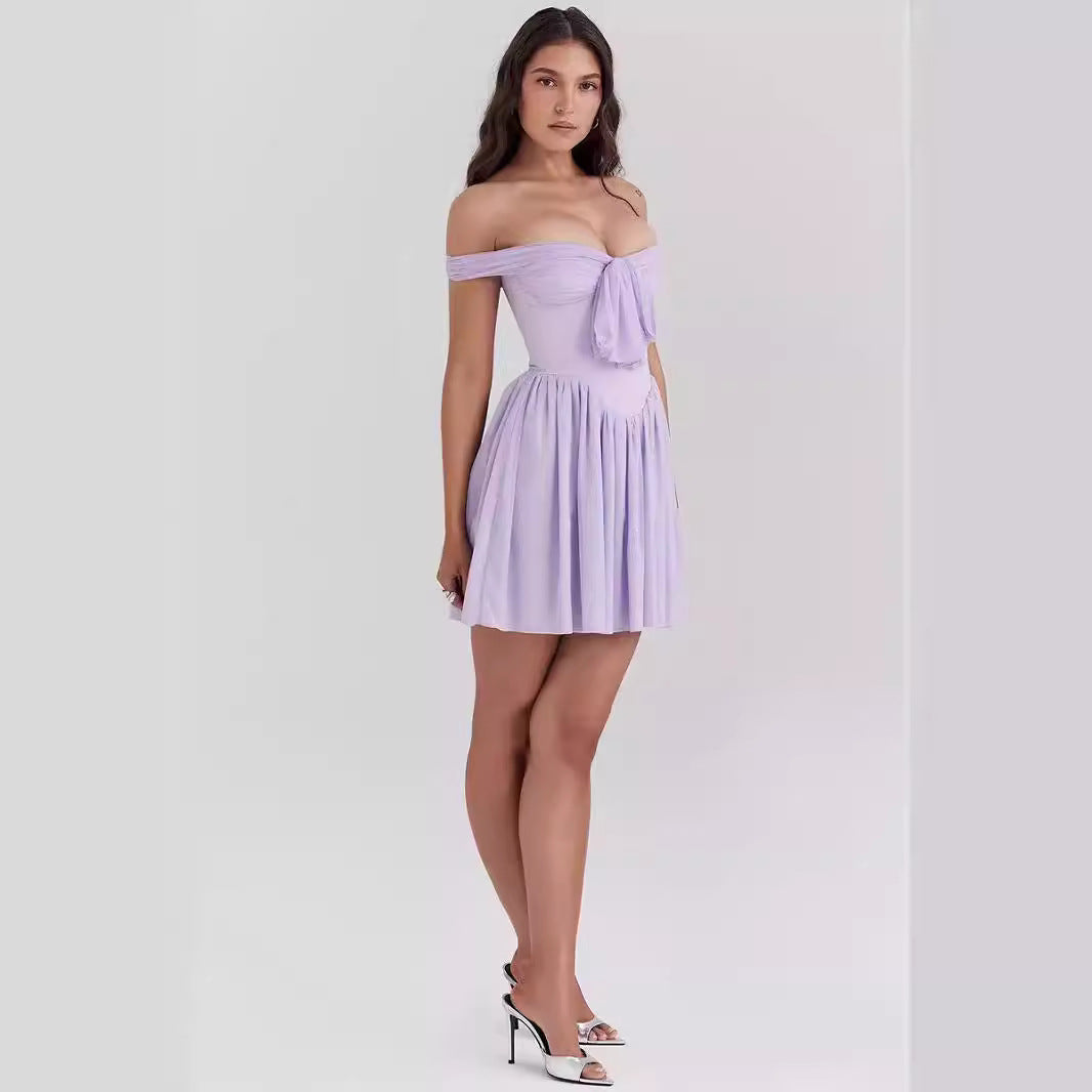 Aria | Off Shoulder Mini Dress Bow Front