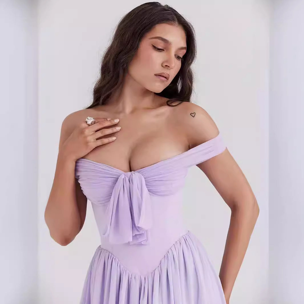 Aria | Off Shoulder Mini Dress Bow Front