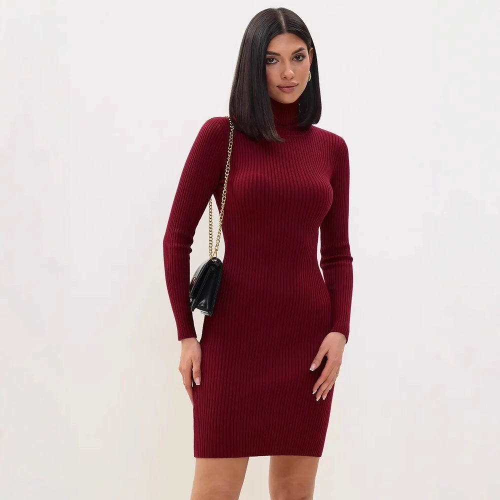 Lyra Ribbed Knit Slim | Sweater Dress
