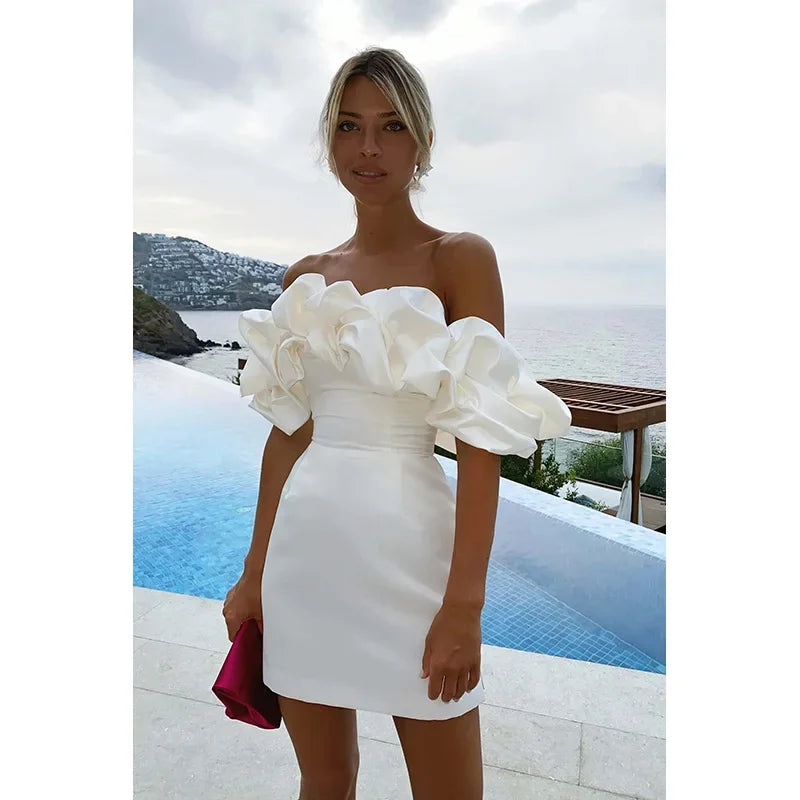 Nova | Satin Mini Dress Off-Shoulder