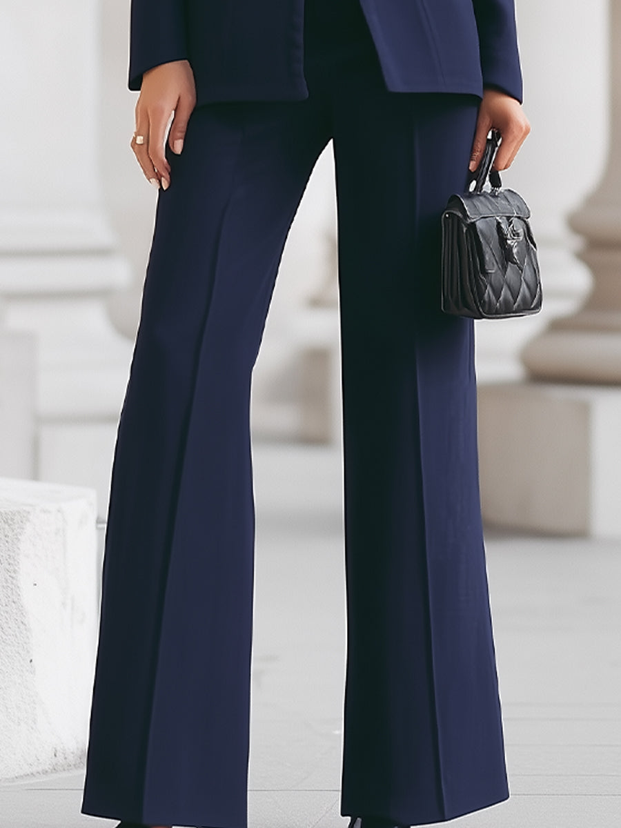Luna | Navy Blazer Wide Leg Trousers Set