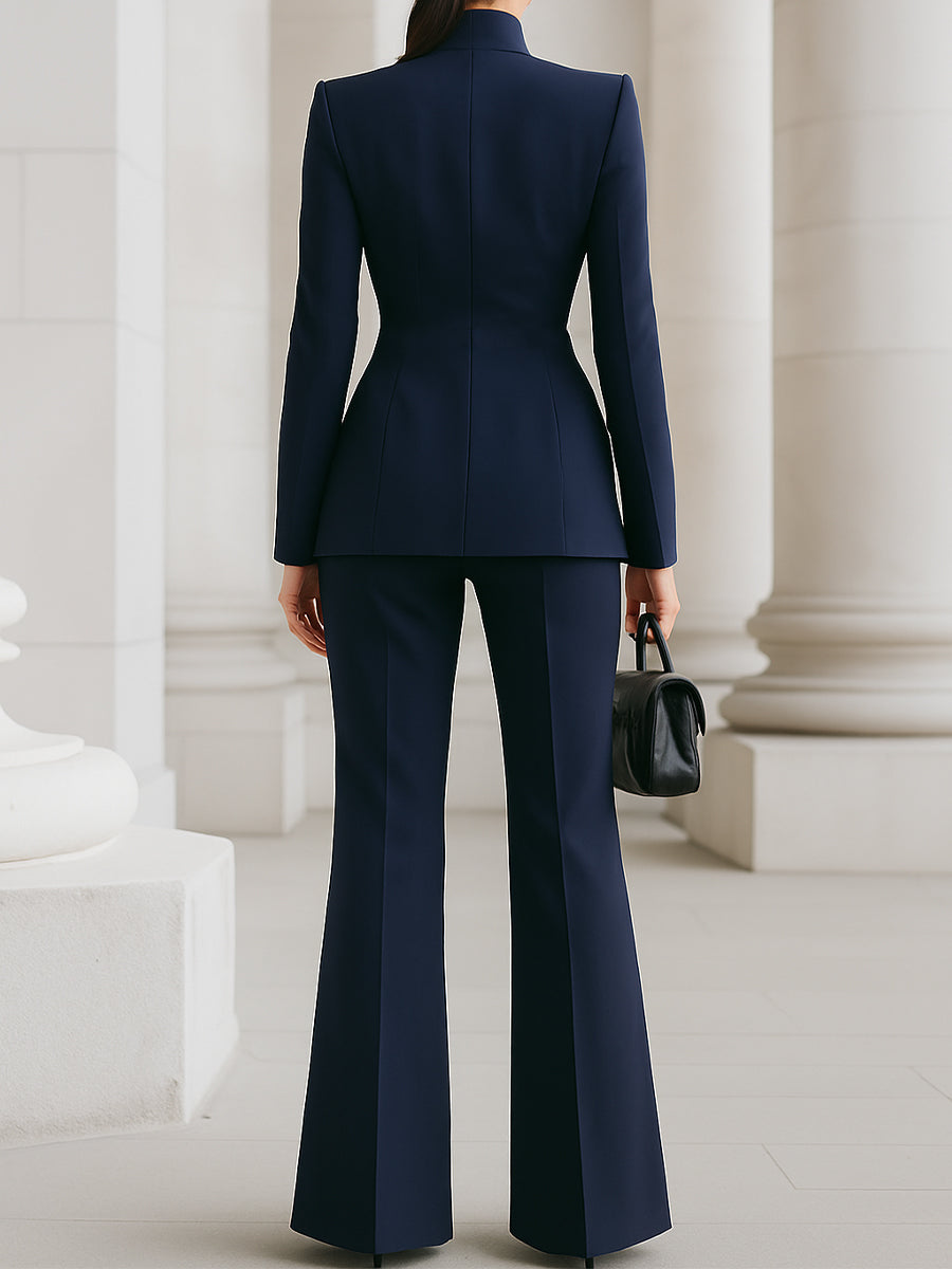 Luna | Navy Blazer Wide Leg Trousers Set