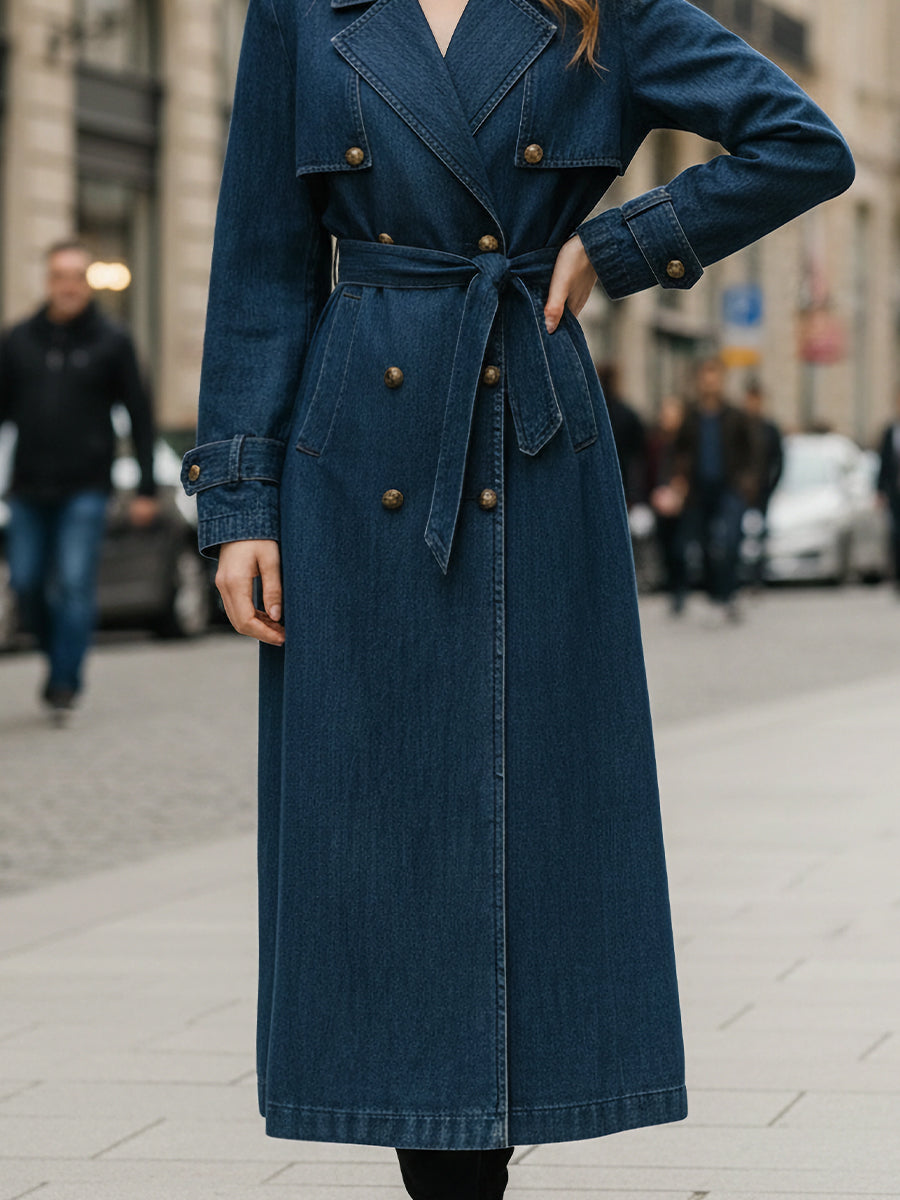 Indigo | Double-Breasted Trench Coat